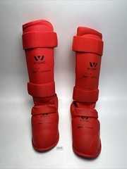 WESING Karate shin and Instep Guard Karate Gloves Approved by WKF red Size Small