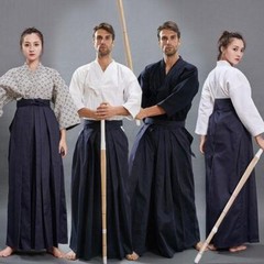 Women Mens Loose Japanese Kendo Suit Aikido Martial Arts Uniform Bule White Robe
