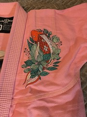 Fluory Grappling F1 Pink Koi Fish 100% Cotton Karate Jacket Lined Embroidered ￼