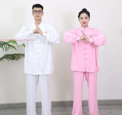 Chinese Style Women Men Milk Silk Kung Fu Uniform Martial Arts Wushu Tai ji Suit