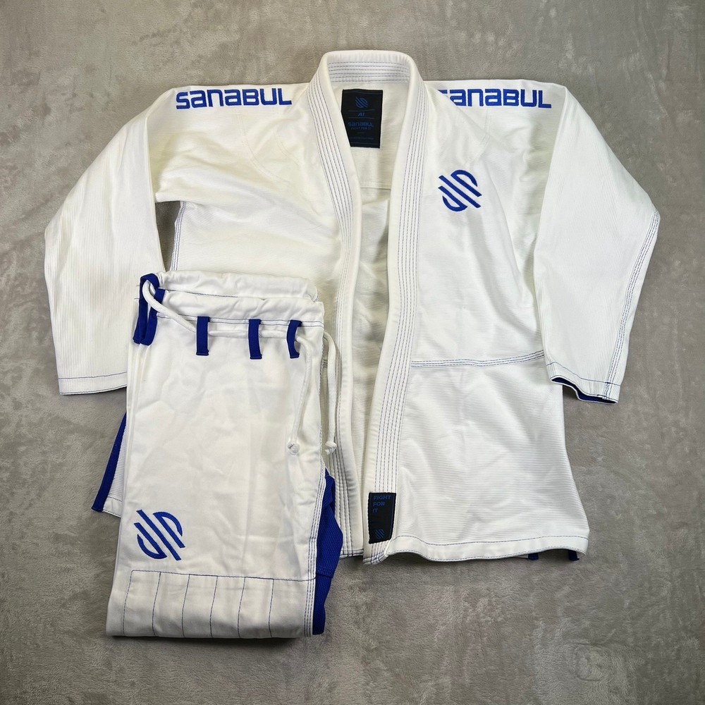 Sanabul Essentials v2 BJJ Gi White Blue A1 Brazilian Jiu Jitsu Kimono Uniform