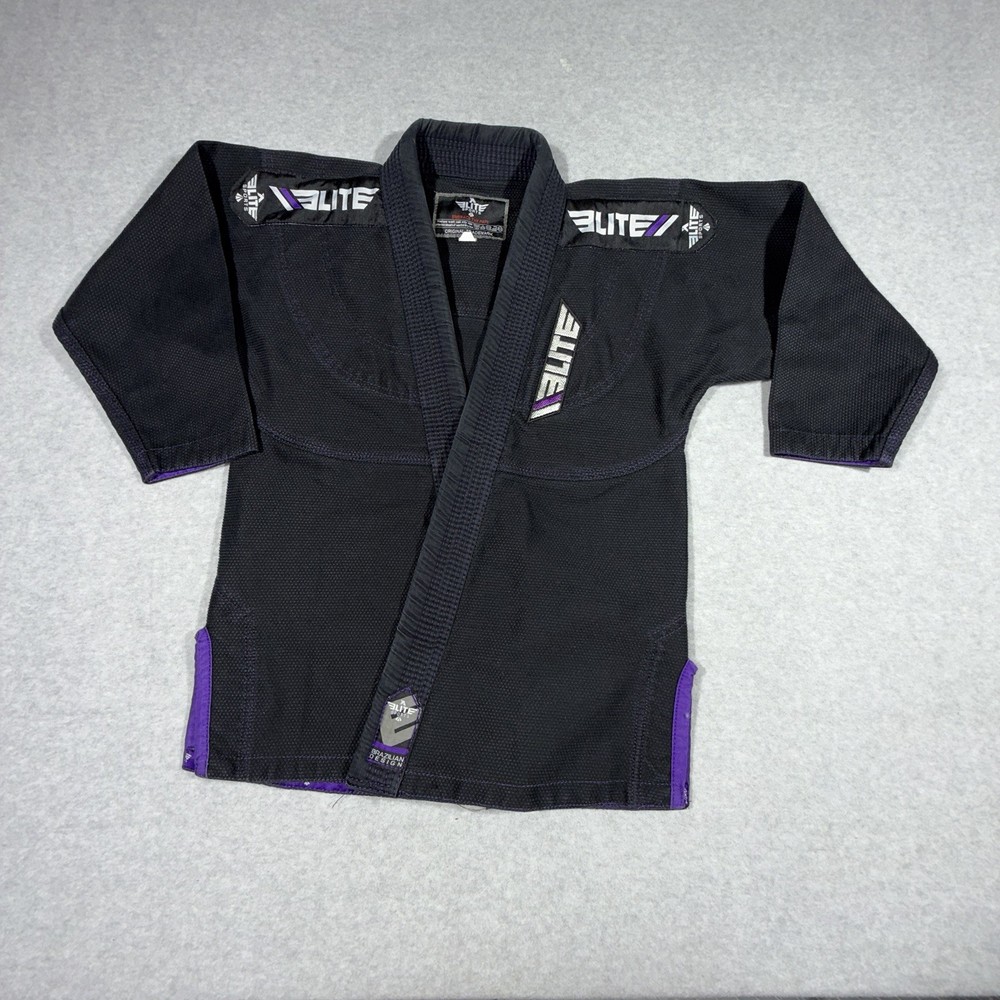 Elite Sports BJJ Gi Top Black Purple Trim Youth C2 Jiu Jitsu