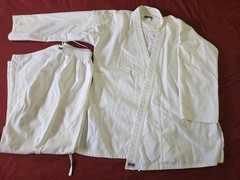 Macho Martial Arts Gi Lot of 2 Uniforms with 8 belts and Macho Sparring Gear