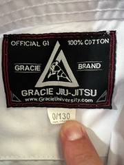 Gracie Jiu Jitsu White GI 0/130 Kids BJJ 100% Cotton + Belt