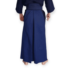 Japanese Hakama with Hook and Loop Fastener – Budo – Aikido – Kendo (Navy blue)