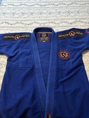 Gracie United BJJ Gi Uniform Set Jacket & Pants w/ Patches Blue Size A3