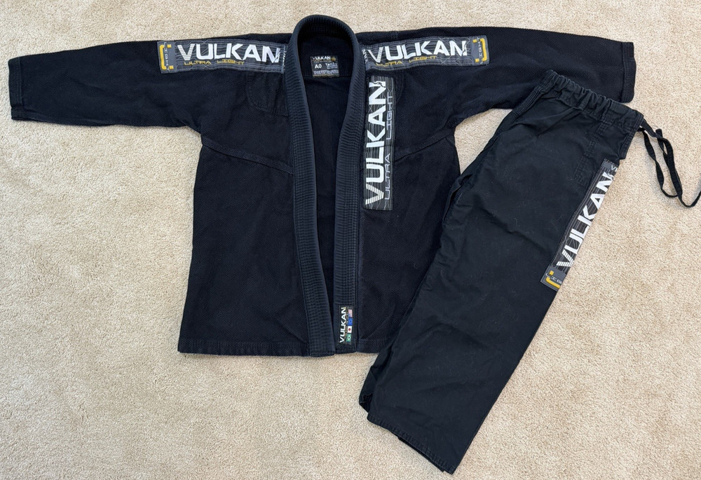 Mens Vulkan The Real Jiu Jitsu Black Top Pro A0 Fight Wear Cotton Jacket & Pants