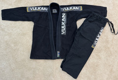 Mens Vulkan The Real Jiu Jitsu Black Top Pro A0 Fight Wear Cotton Jacket & Pants