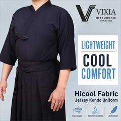 VIXIA Premium Jersey Kendo Gi Uniform Lightweight Quick Dry Navy Blue Size [X]