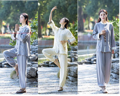 Womens Cotton Linen Kung Fu Tai Chi Uniform Martial Arts morning exercise Suit