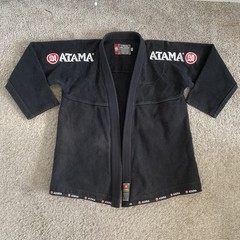 Vtg Atama Jiu-Jitsu Kimono Gi Top Black Cotton Made in Brazil Size A3 BJJ Jacket