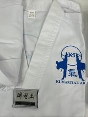 Dynamics Taekwondo Martial Arts Size 2/160 Uniform White Pants Top Belt