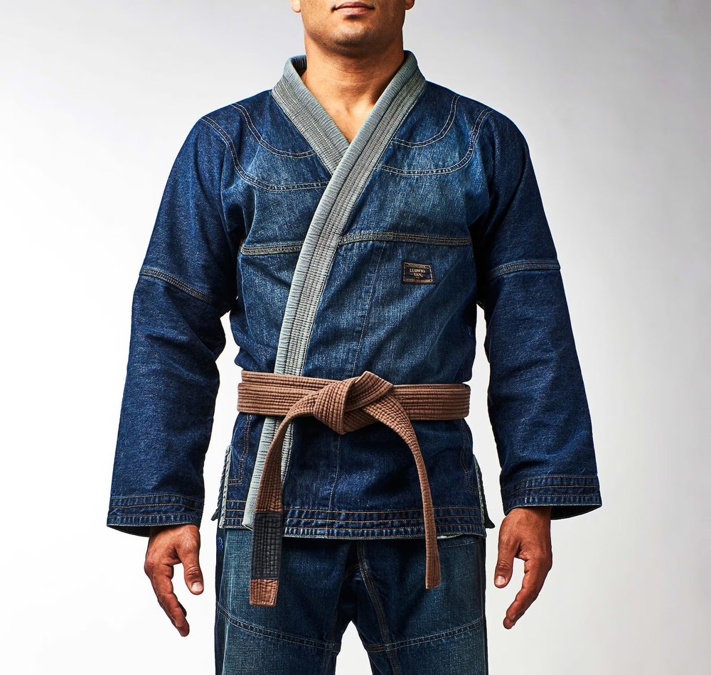 Dark Selvedge Denim Jiu Jitsu Gi Blue BJJ Kimono Martial Arts Karate Uniform