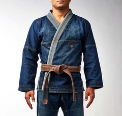 Dark Selvedge Denim Jiu Jitsu Gi Blue BJJ Kimono Martial Arts Karate Uniform