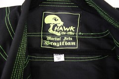 Hawk Brazilian Jiu Jitsu Gi Kids K00 Martial Arts Jacket Black Green Accents
