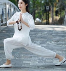 New Women Tai Chi Top+pant Martial Arts Kung Fu Yoga Uniform Cotton Linen Sports