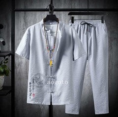 Men’s Tang suit Traditional Chinese Shirt +Pants Tang Suit Coat Kung Fu Tai Chi