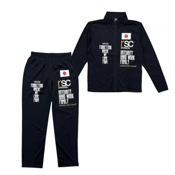RSC Products Hinomaru Dry Jersey Sports Wear Black Jacket and Pants Set Boxing