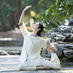 Womens Cotton Linen Kung Fu Tai Chi Uniform Martial Arts morning exercise Suit
