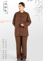 Unisex Shaolin Buddhist Monk Meditation Kung Fu Uniform Cotton Buckle Suit Sets