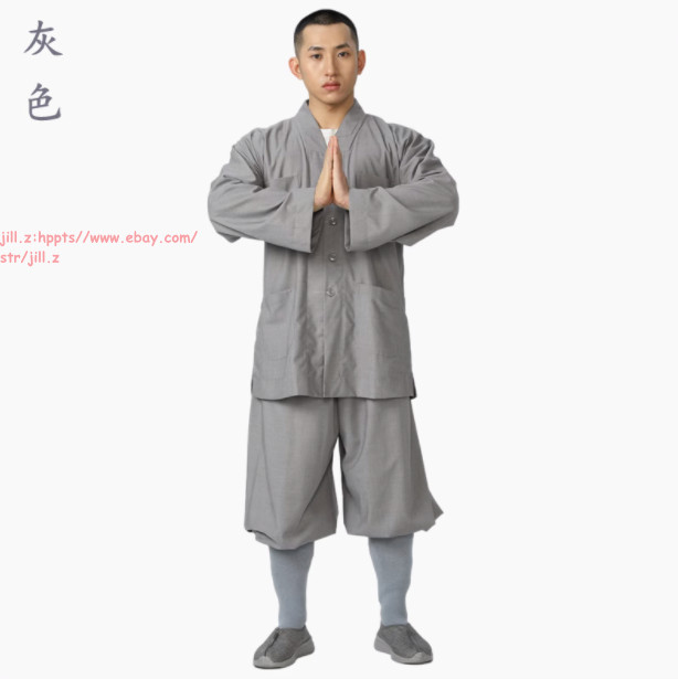 High Quality Casual Suits Buddhist Monk Religion Sets V-Neck Shirt+Pant Uniform