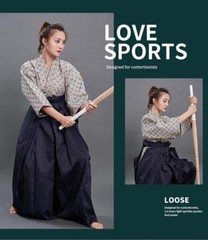 Women Mens Loose Japanese Kendo Suit Aikido Martial Arts Uniform Bule White Robe