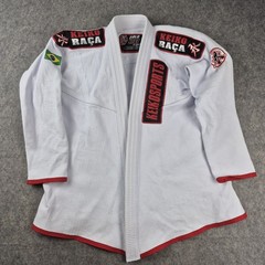 Keiko Raca Kimono Brazilian Jiu Jitsu White Gi Top Size 4 BJJ Gold Heavyweight