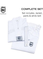 Elite Lightweight Taekwondo Gi / Uniform White Top Pants And Belt Size 3