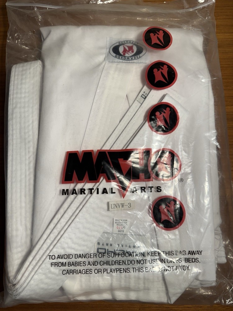 Macho Martial Arts Sparring Uniform Size 3/170 Jacket And Pants White New