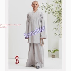 Buddhist Shaolin Monk Robe Full Set Cotton Thin Kung Fu Suit Meditation Uniforms