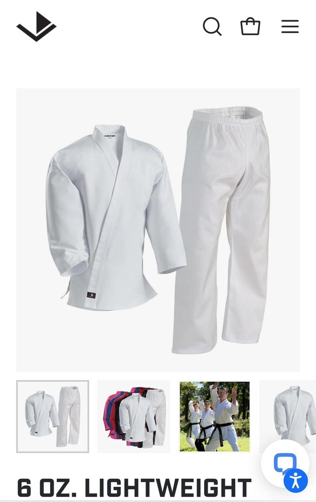 Century White 6oz Light weight Martial Arts Uniform Gi Size 000