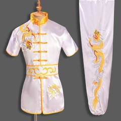 Silk Martial Arts Uniform Kung Fu Wushu Shaolin Suit Clothes Dragon Embroidery