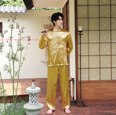 Tang Suit Men Hanfu Chinese Traditional Kung Fu Tai Chi Uniform Shirt and Pants