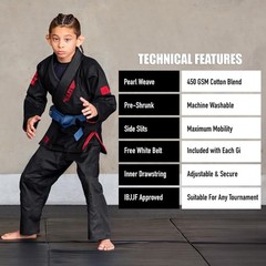 IBJJF Ultra Light BJJ Brazilian Jiu Jitsu Gi for Kids with Preshrunk Fabric a…