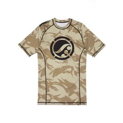 Shoyoroll Tan Camo Training Rash Guard SS & Fitted Shorts BJJ Gi Competitor Set