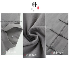 Chinese Traditional Tang Suit Kung Fu Tai Chi Uniform Men Linen Shirt+Pants Set