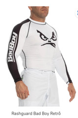 New Bad Boy Retro Rashguard Gi MMA BJJ Shirt Made in Brazil White Adult