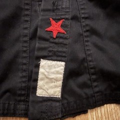 Vintage Karate Taekwondo Martial Arts Black Uniform Shirt US Flag Patches Youth