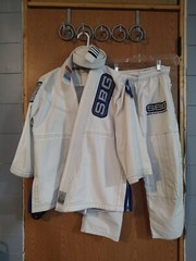 SBG Gi Youth Child White Blue Straight Blast Gym Jiujitsu Gym Complete Set C1 C2