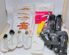 Large Kids Unisex Martial Arts Uniform & Pads Shoes Belts New & Used LOOK!