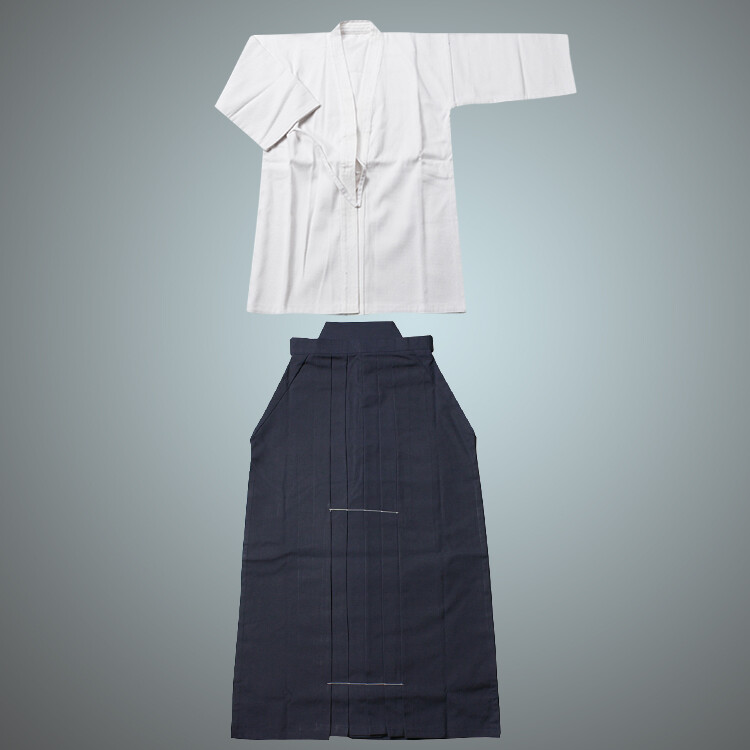 Kendo Uniform Set-Standard – White gi with navy blue hakama – kendo uniform kend
