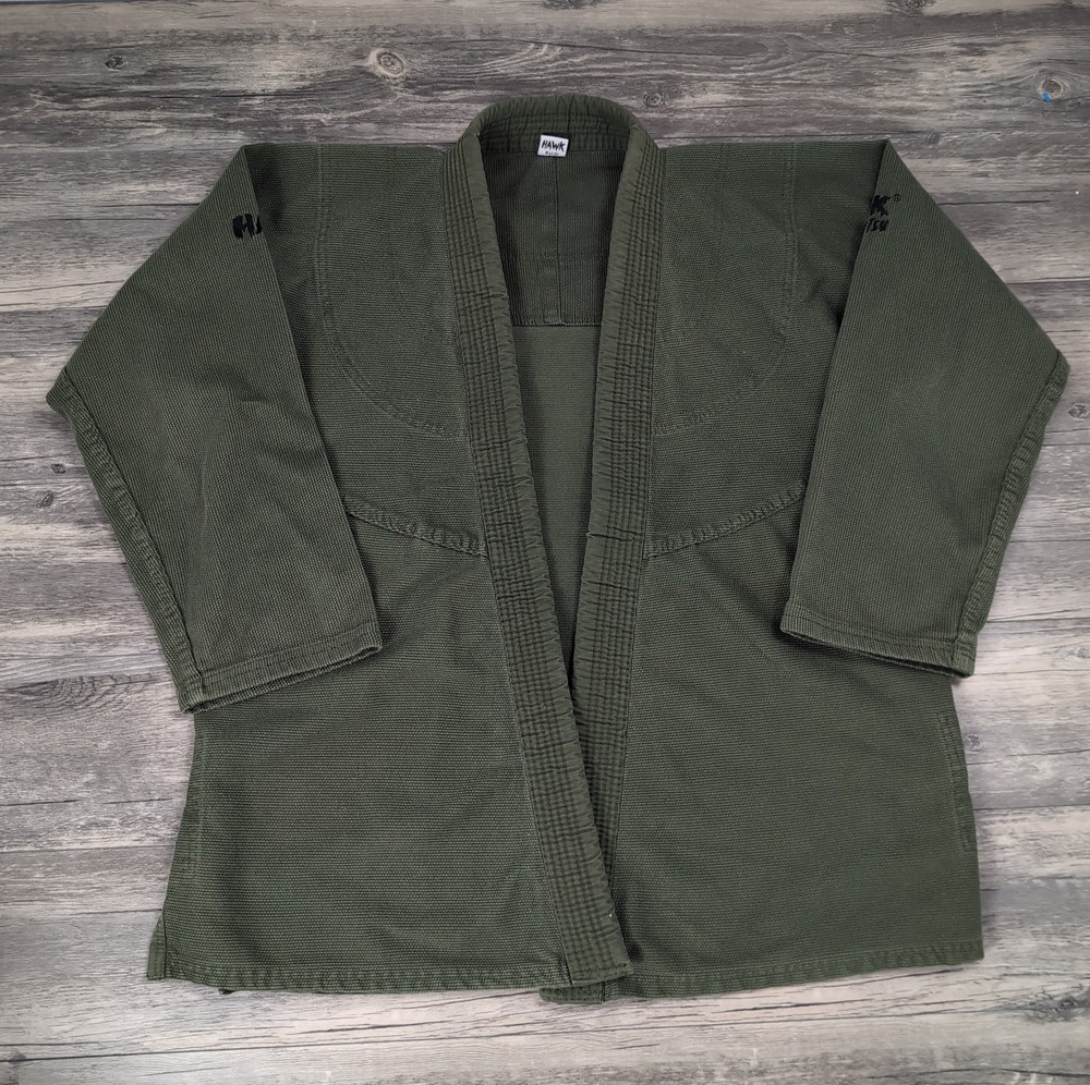 HAWK BJJ Gi Jacket Olive Green Pearl Weave Brazilian Jiu Jitsu Training Uniform
