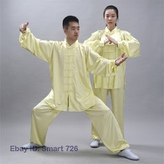 Chinese Women Men Kung Fu Uniform Martial Arts Wushu Taiji Suit Milk Silk