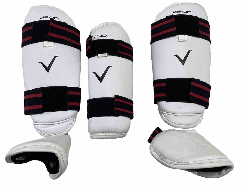 VISION 3 Piece Pads [ Pair – Leg Guards Sm+ (1) Arm Med] TAE KWON DO KARATE JUDO