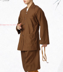 High Quality Casual Suits Buddhist Monk Religion Sets V-Neck Shirt+Pant Uniform