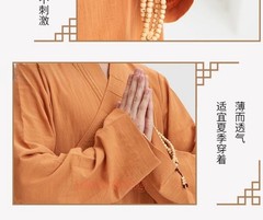 Buddhist Shaolin Monk Robe Full Set Cotton Thin Kung Fu Suit Meditation Uniforms