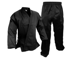New Karate 7.5oz Black Uniform Gi w/White Belt, Size 9