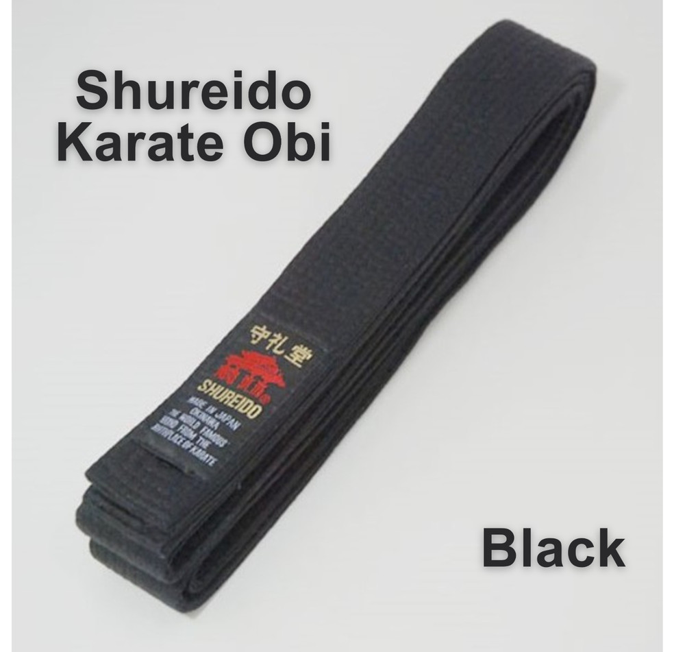 SHUREIDO BW Karate Black Belt Obi 100% Cotton Made in Japan Okinawa Brand