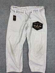 Gracie Jiu-Jitsu BJJ Gi Pants A2 Medium White Mens Adult Jiu-Jitsu 100% Cotton