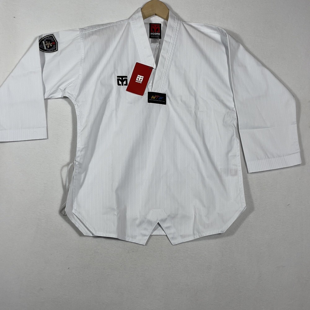 Mooto Jacket Shirt Taekwondo Competition WTF White Sz 150(1).